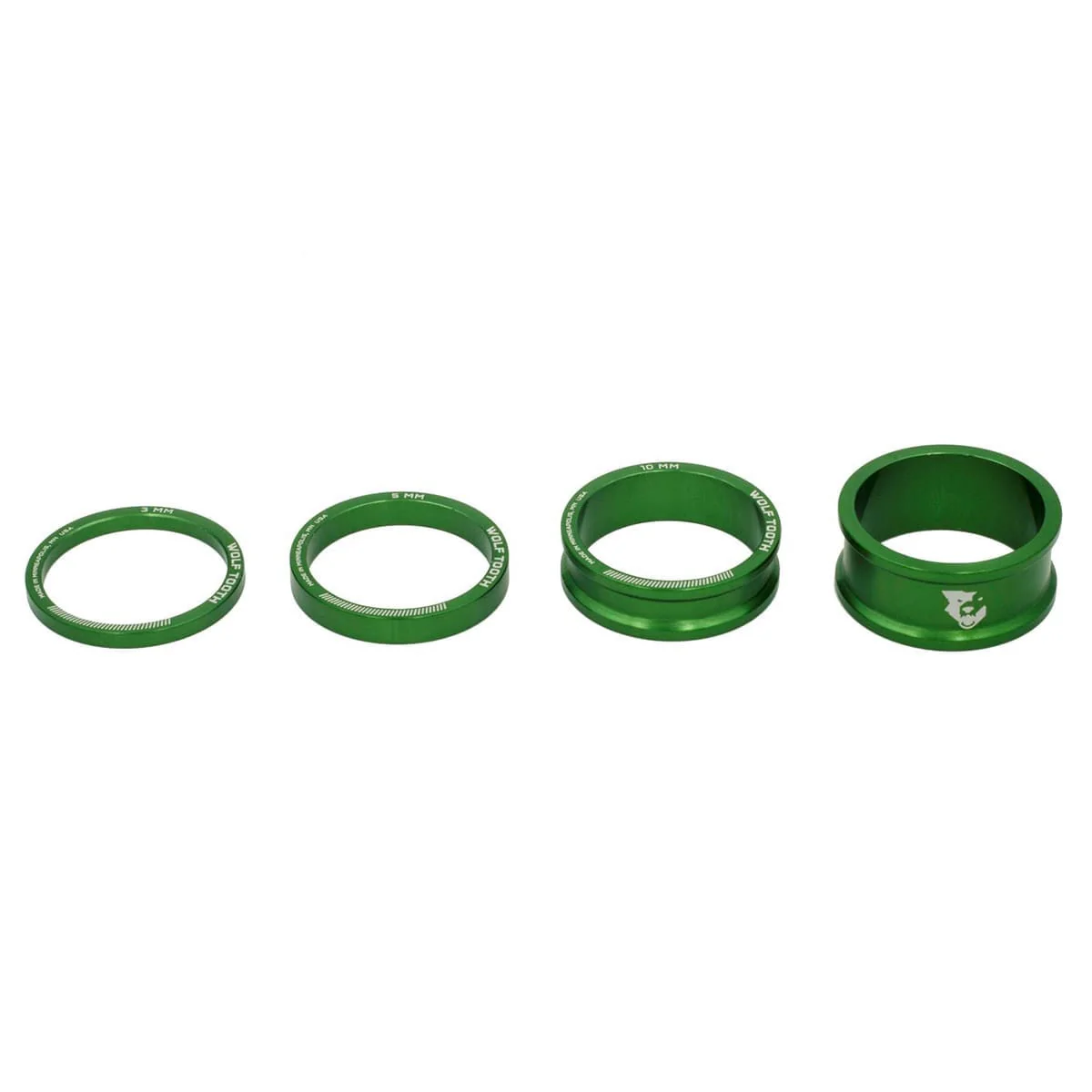 Aluminiowe podkładki dystansowe WOLF TOOTH 4 sztuki 1"1/8 Green