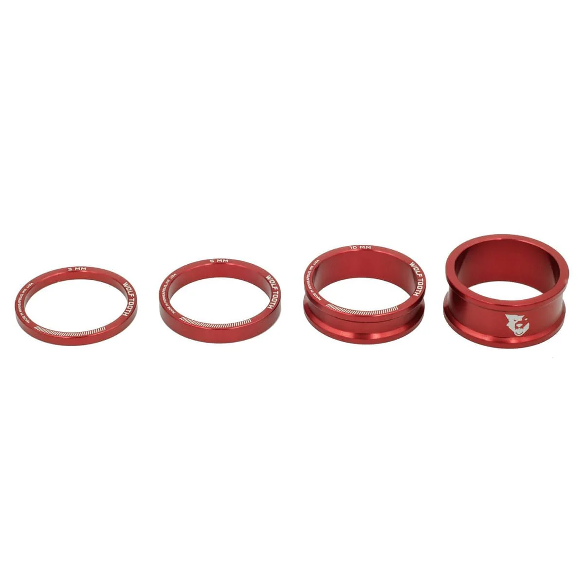 Aluminiowe podkładki dystansowe WOLF TOOTH 4 sztuki 1"1/8 Red