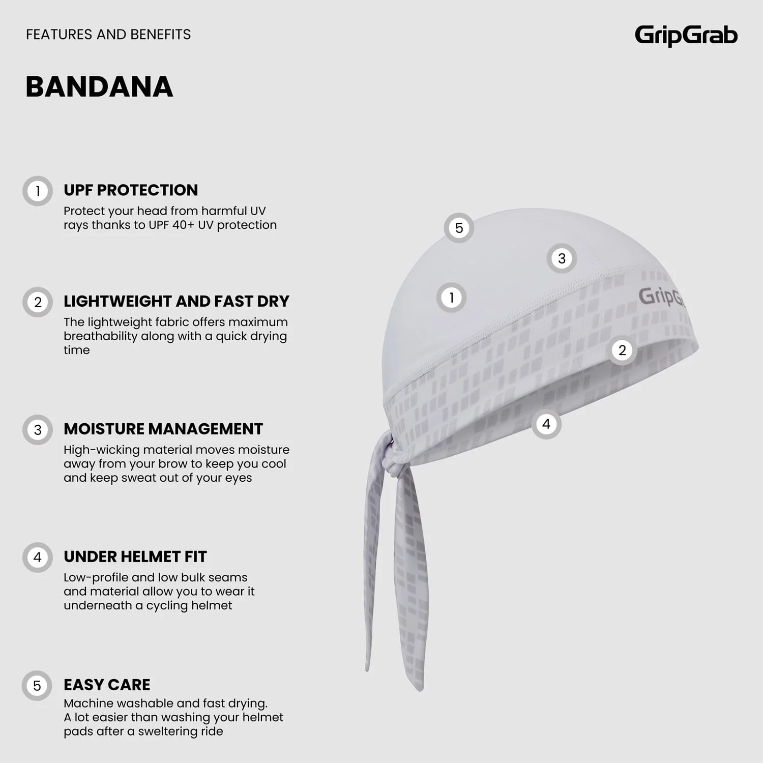Bandana GRIPGRAB biała - Image 5