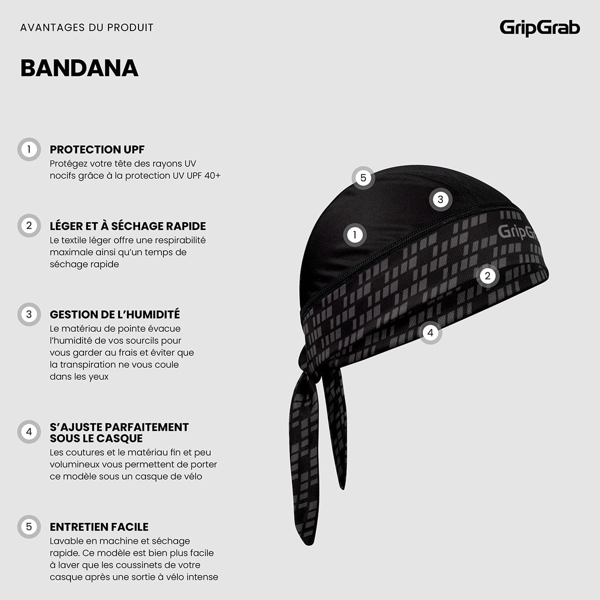 Bandana GRIPGRAB czarny - Image 9