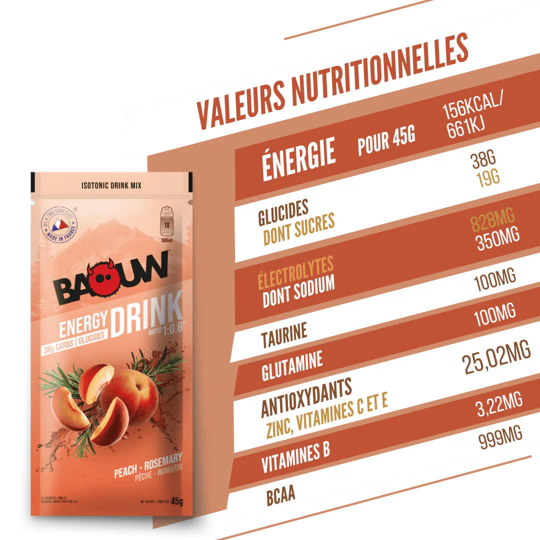 BAOUW ISOTONIC Energy Drink (45g) Brzoskwinia/Rosemary - Image 5