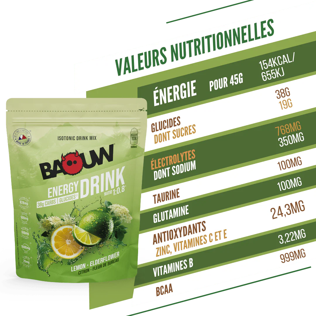 BAOUW ISOTONIC Energy Drink (585g) Limonka/Kwiat czarnego bzu - Image 3