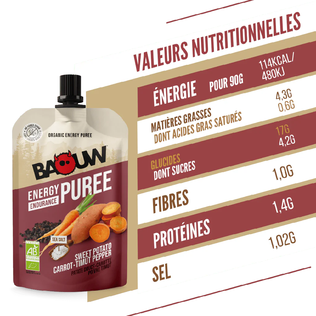 BAOUW Organic Energy Puree Savoury Recipe Sweet Potato/Carrot/Pepper (90g) - Image 2