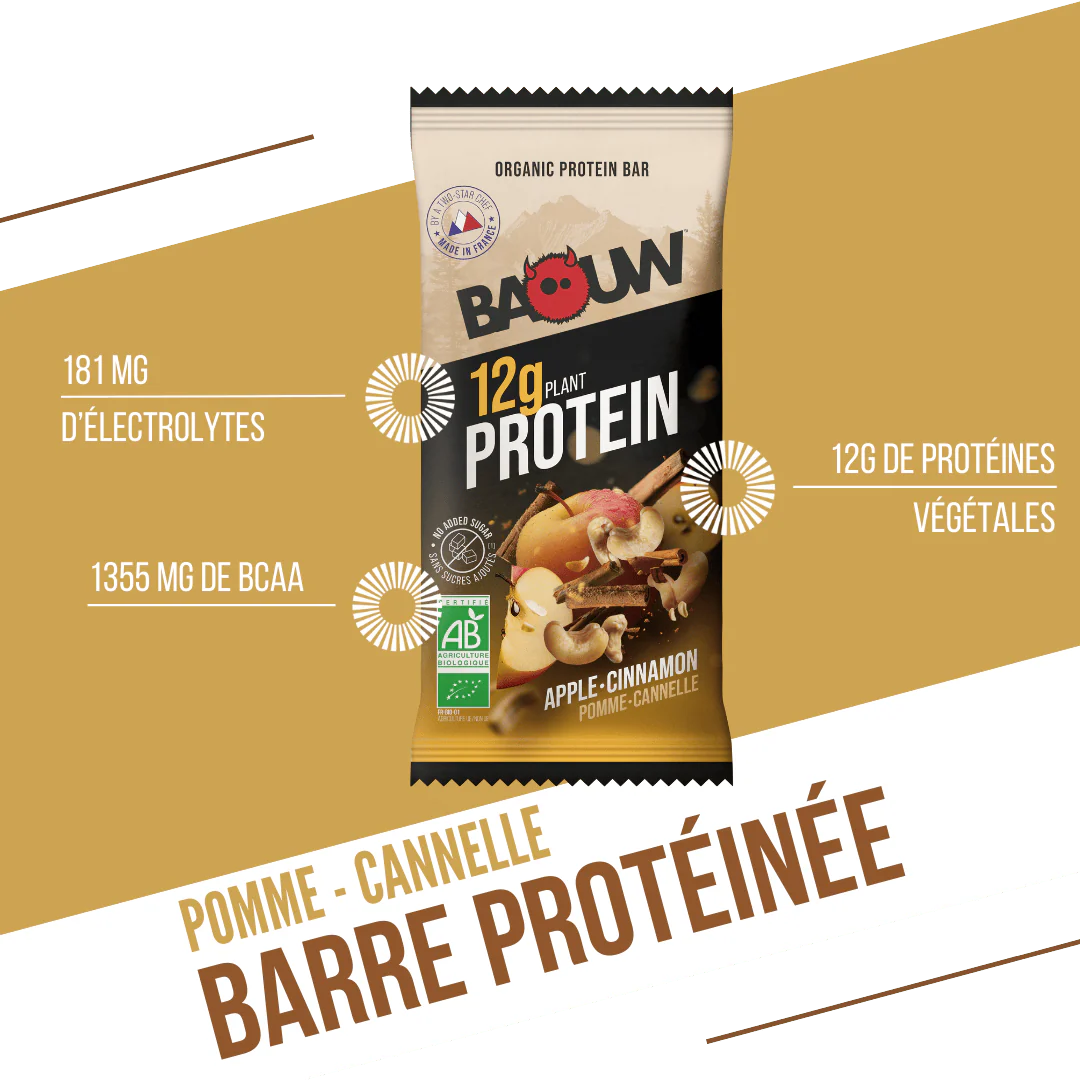 BAOUW ORGANIC EXTRA Apple/Cinnamon Protein Bar (50g) - Image 2