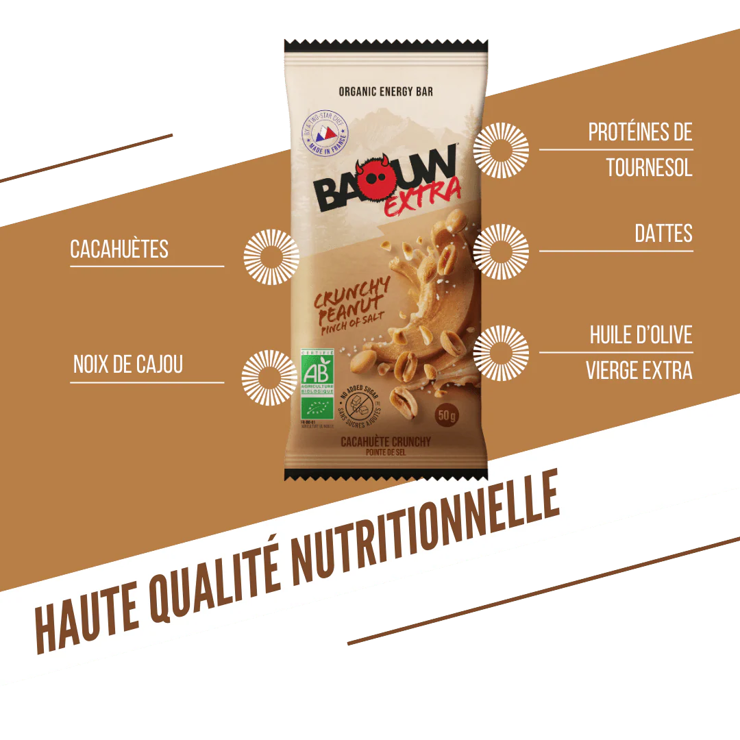 BAOUW ORGANIC EXTRA Crunchy Peanut Energy Bar (50g) - Image 4
