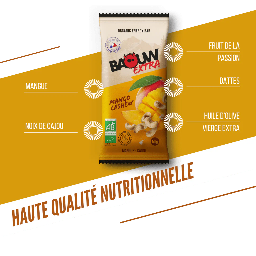 BAOUW ORGANIC EXTRA Mango Cashew Energy Bar (50g) - Image 3