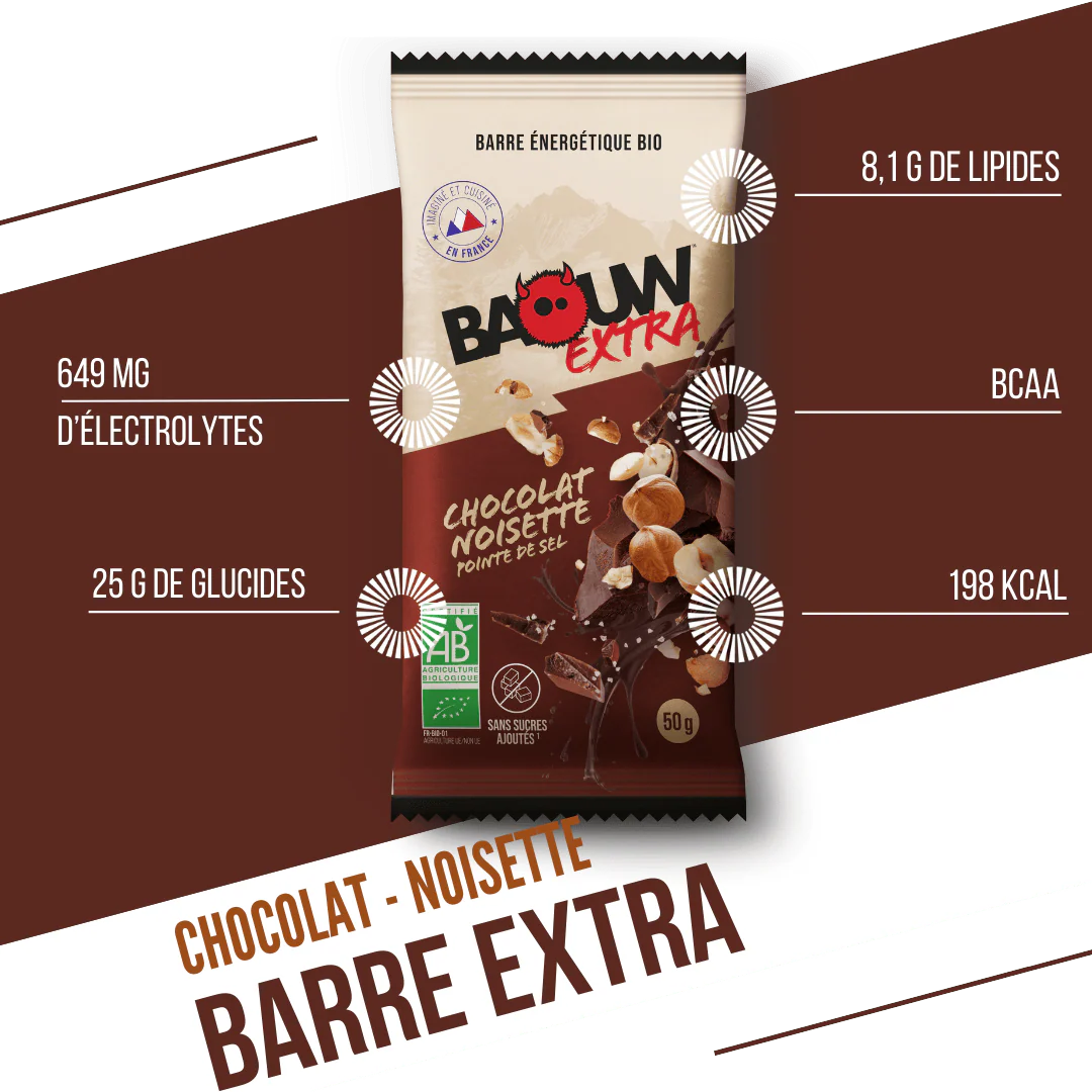 Baton energetyczny BAOUW ORGANIC EXTRA Czekolada z orzechami laskowymi (50g) - Image 2