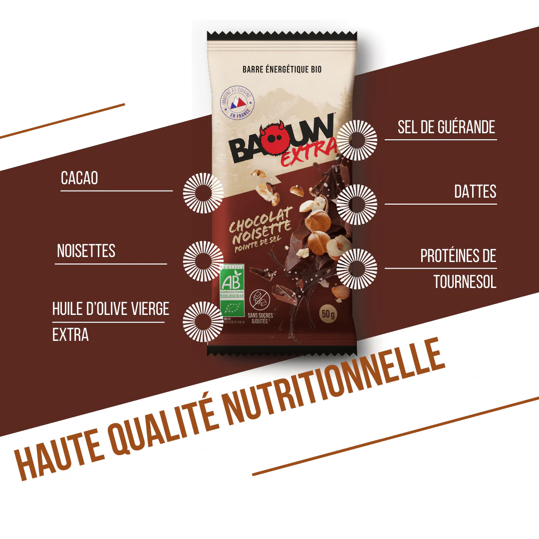 Baton energetyczny BAOUW ORGANIC EXTRA Czekolada z orzechami laskowymi (50g) - Image 3