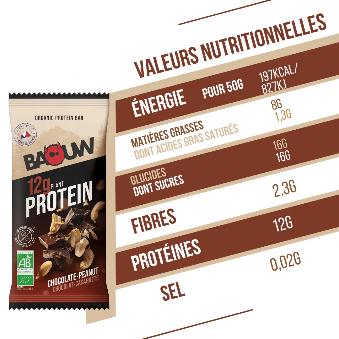 Baton proteinowy BAOUW ORGANIC EXTRA Chocolate/Marshmallow (50g) - Image 4