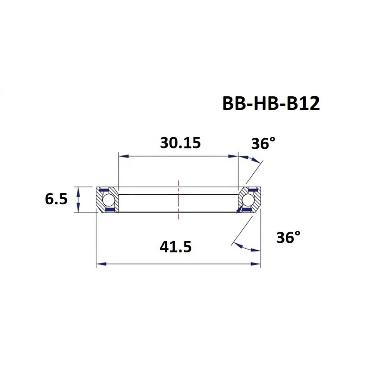 BLACK BEARING B12 Łożysko układu kierowniczego 30,15x41,5x6,5mm 36/36° 1-1/8" - Black Bearings - Image 2