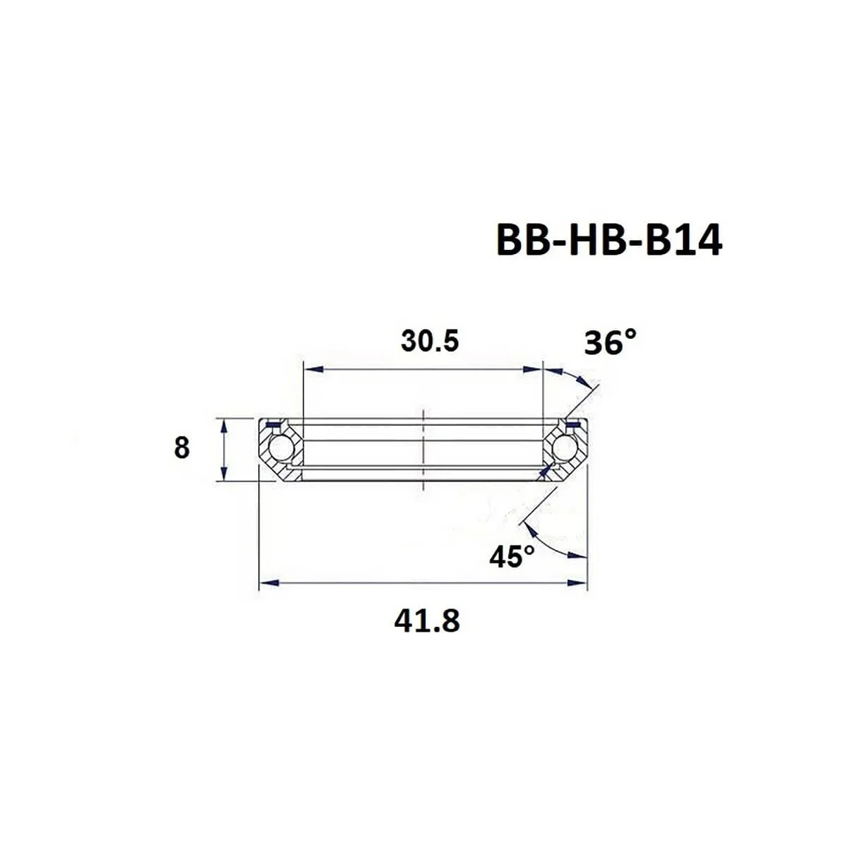 BLACK BEARING B14 Łożysko głowicy 1-1/8" 36/45° (30,5 x 41,8 x 8 mm) - Image 2
