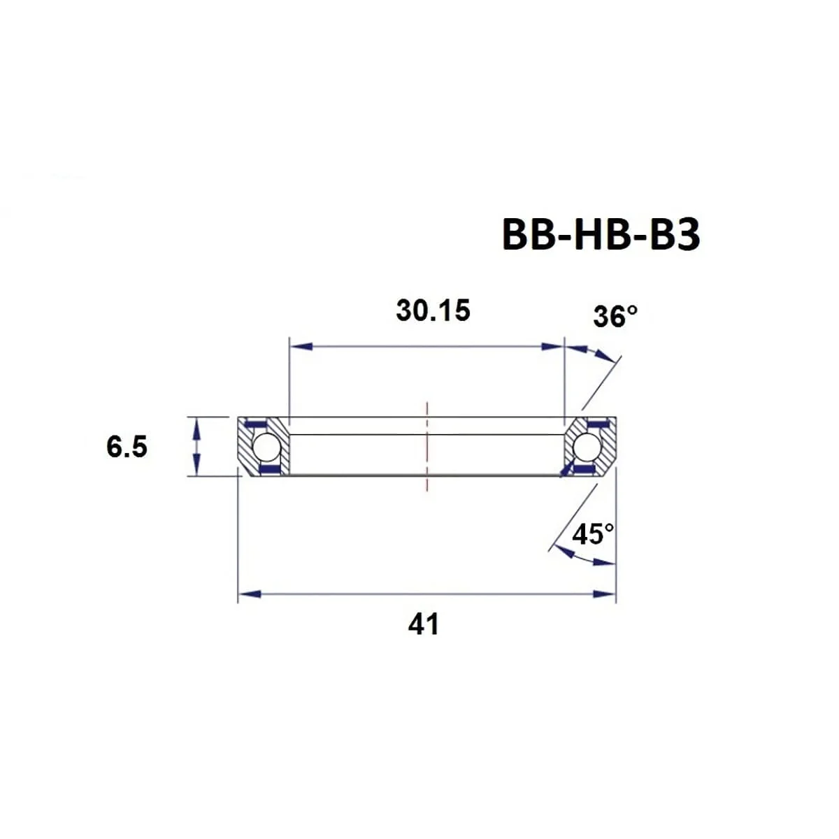 Łożysko kierownicy BLACK BEARING B3 30,15x41x6,5 mm 36/45° 1-1/8" - Image 2