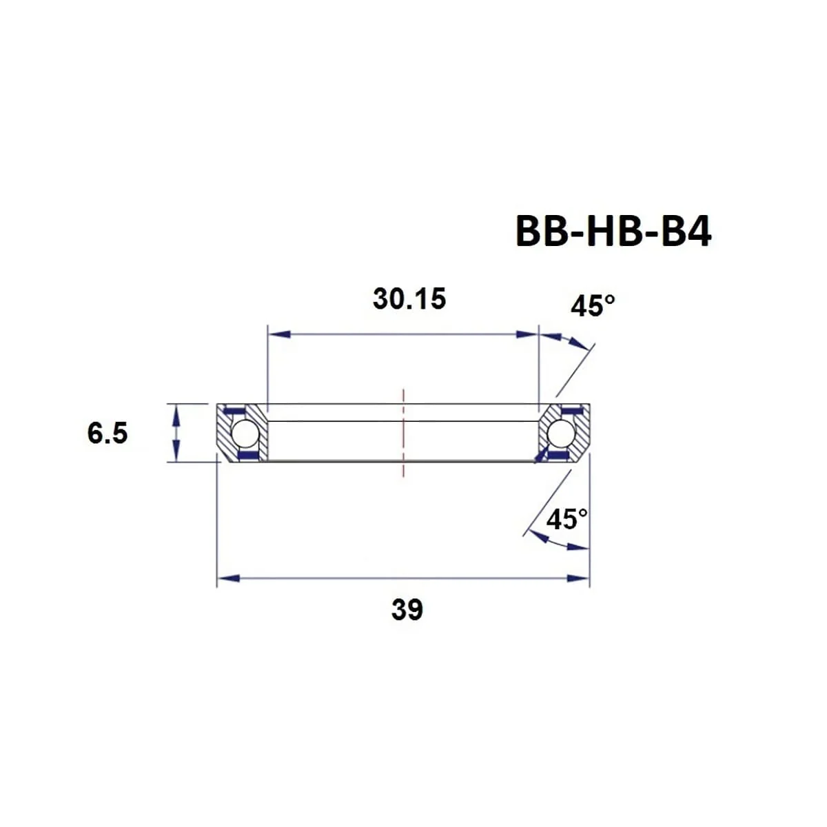 Łożysko układu kierowniczego BLACK BEARING B4 30.15x39x6.5mm 45/45° 1-1/8" - Image 2