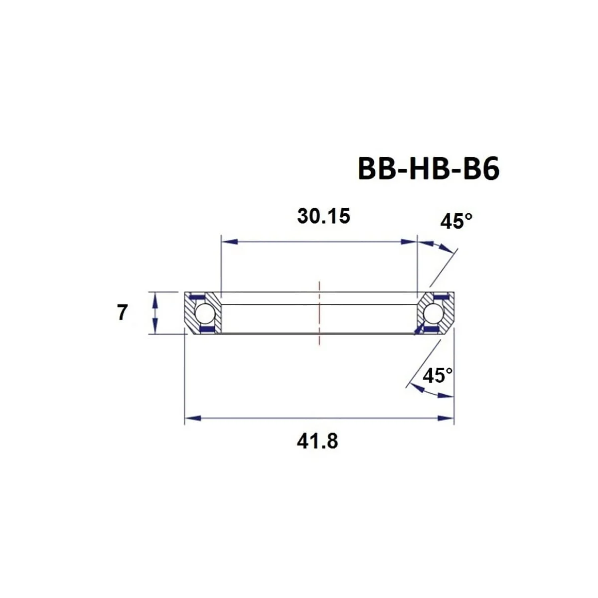 Łożysko układu kierowniczego BLACK BEARING B6 30.15x41.8x7mm 45/45° 1-1/8" - Image 3