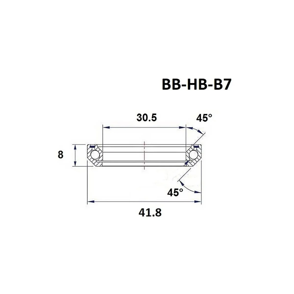 Łożysko układu kierowniczego BLACK BEARING B7 30.5x41.8x8mm 45/45° 1-1/8" - Image 2