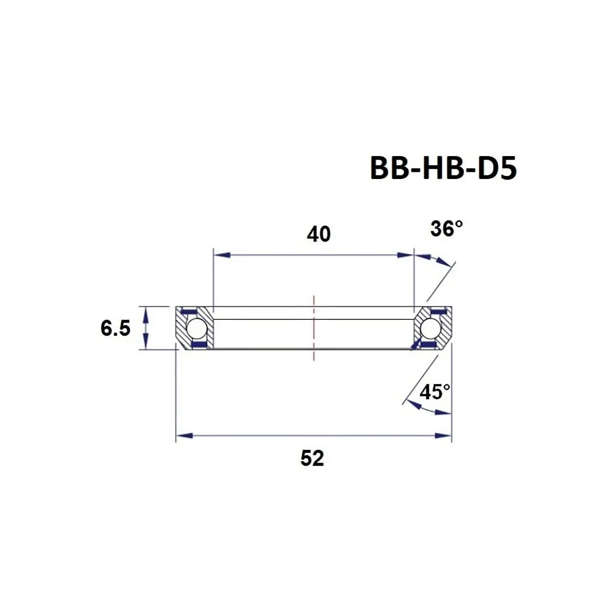 BLACK BEARING D5 Łożysko kierownicy 1-1/2" 36/45° (40 x 52 x 6,5 mm) - Image 3
