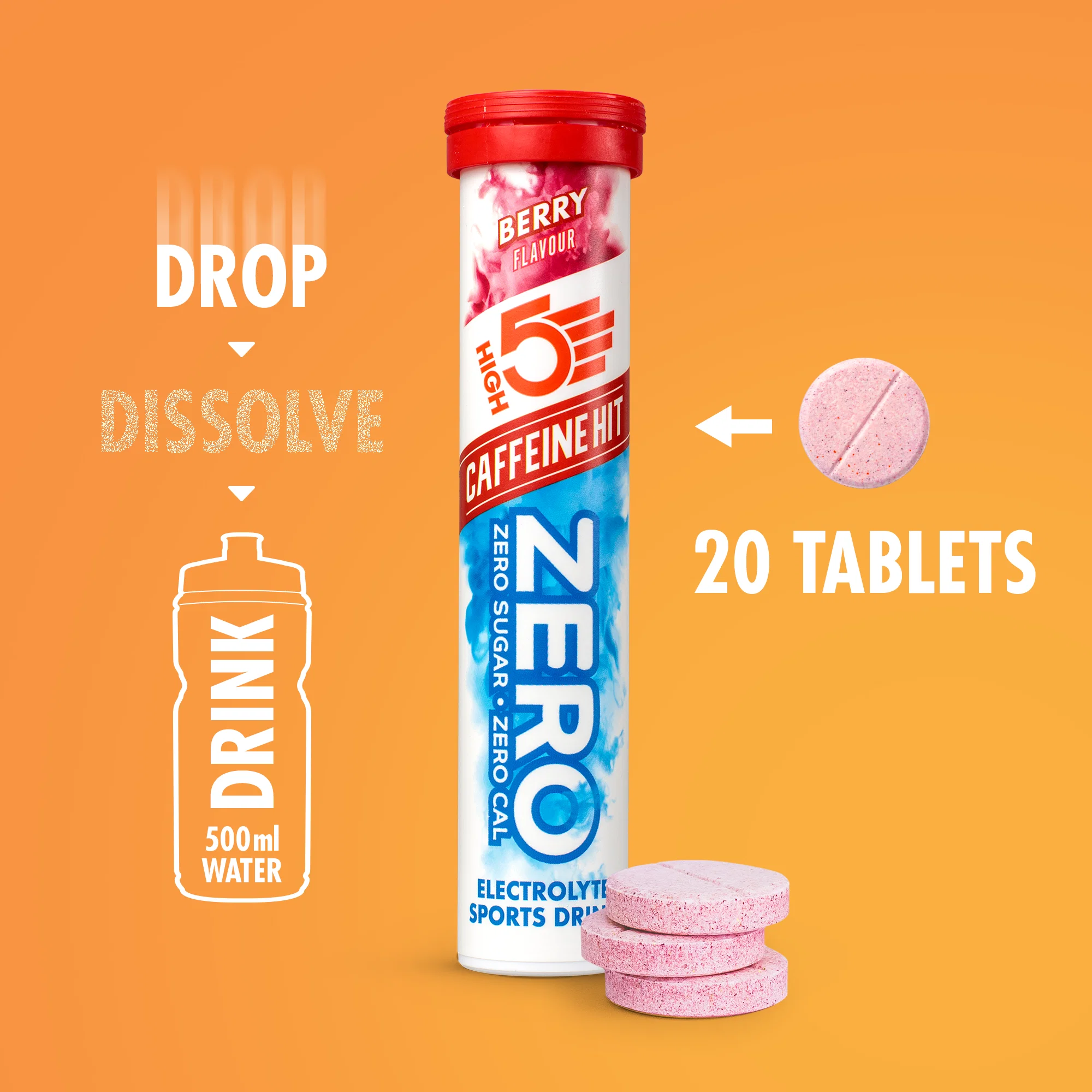 Tabletki nawadniające elektrolitowe High5 ZERO kofeiny (x20) Fruits Red - Image 3