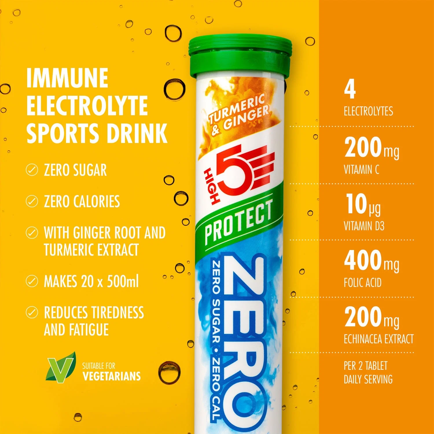 Tabletki nawadniające elektrolitowe High5 ZERO PROTECT (x20) Kurkuma Imbir - Image 2