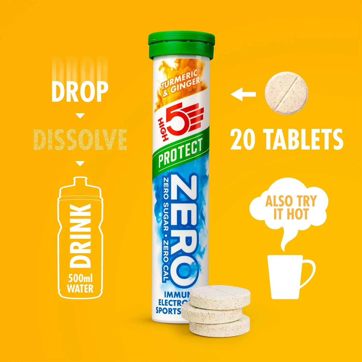 Tabletki nawadniające elektrolitowe High5 ZERO PROTECT (x20) Kurkuma Imbir - Image 3