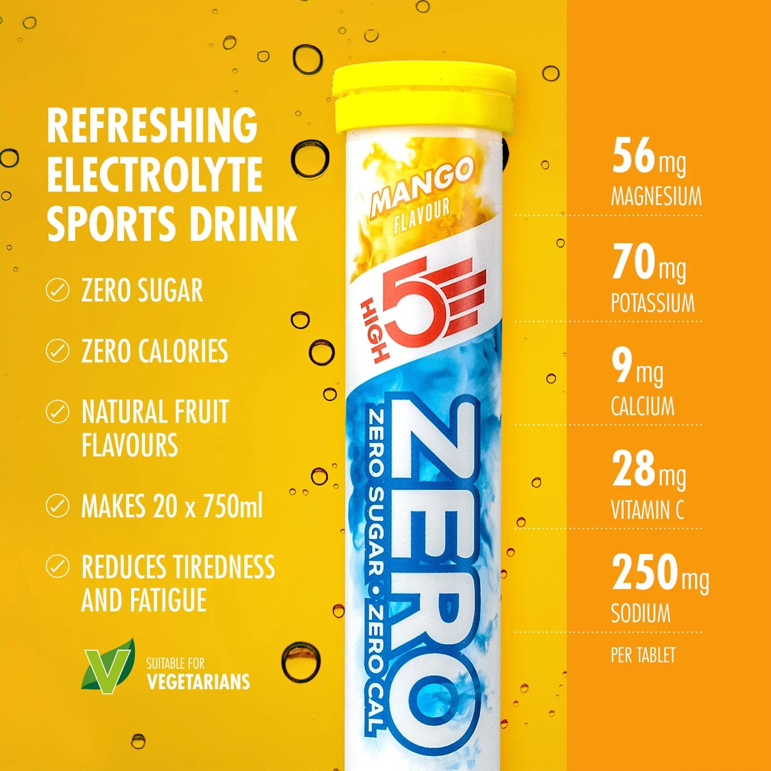 Elektrolitowe tabletki nawadniające High5 ZERO (x20) Mango - Image 2