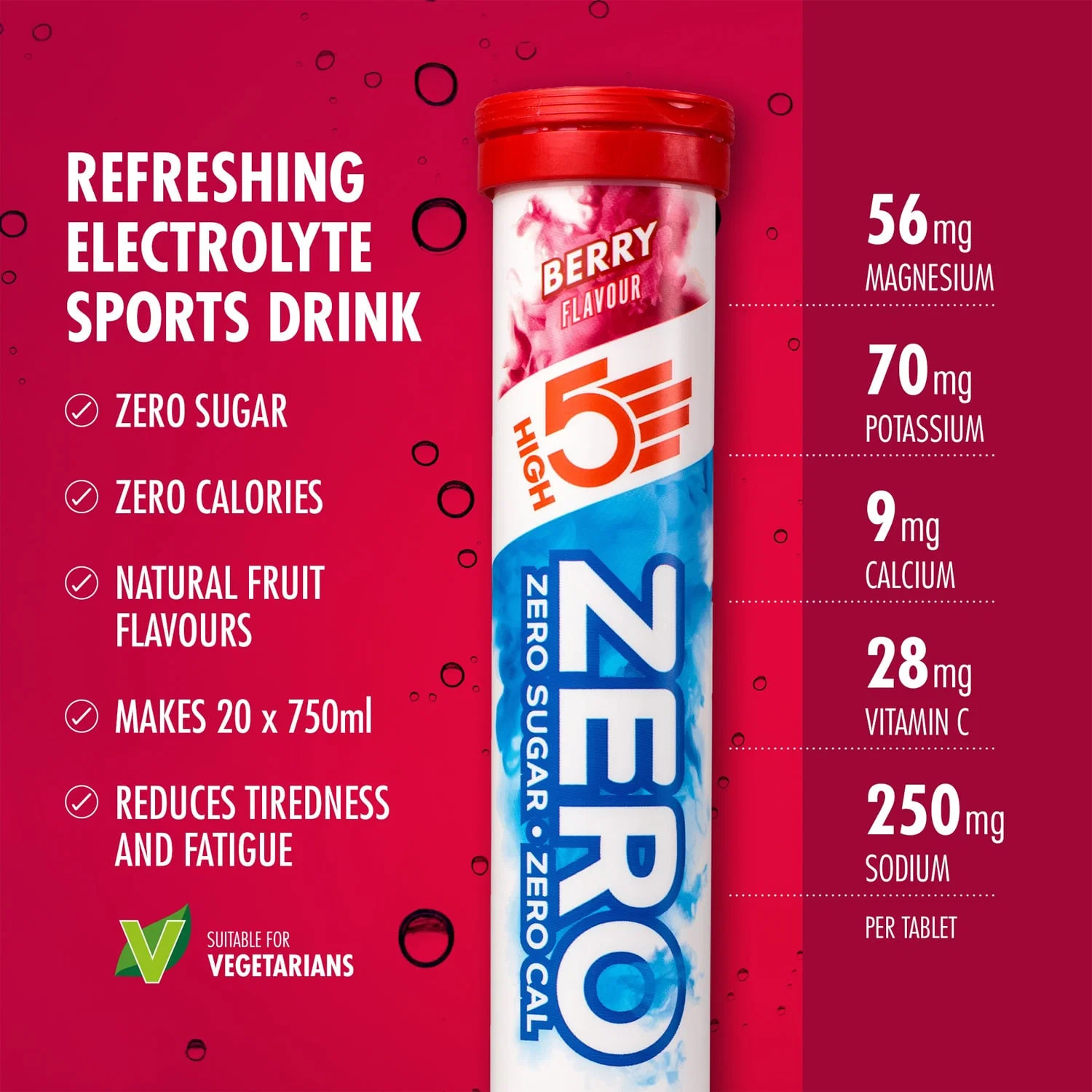 Elektrolitowe tabletki nawadniające High5 ZERO (x20) Fruits Red - Image 2
