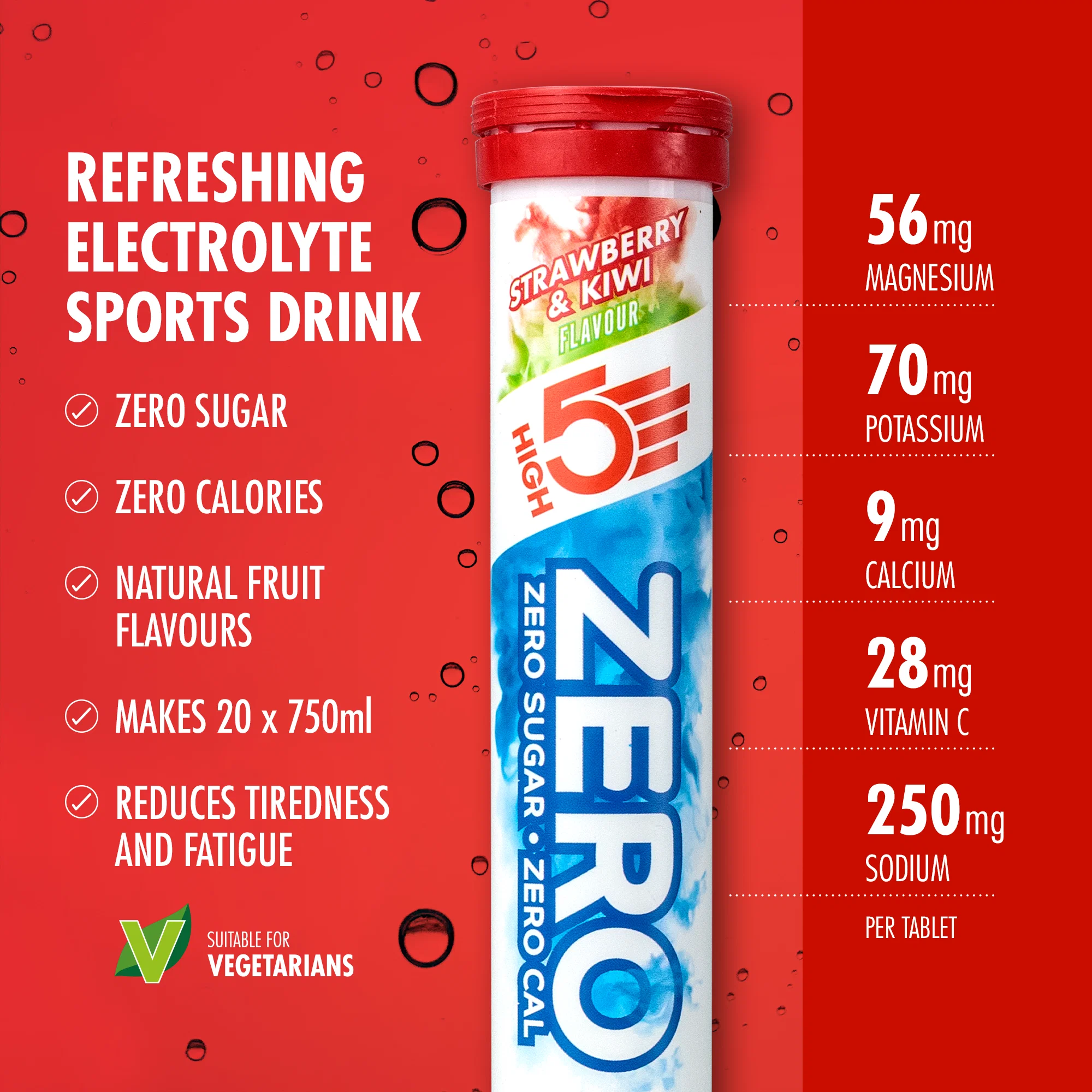 Elektrolitowe tabletki nawadniające High5 ZERO (x20) Truskawka Kiwi - Image 2