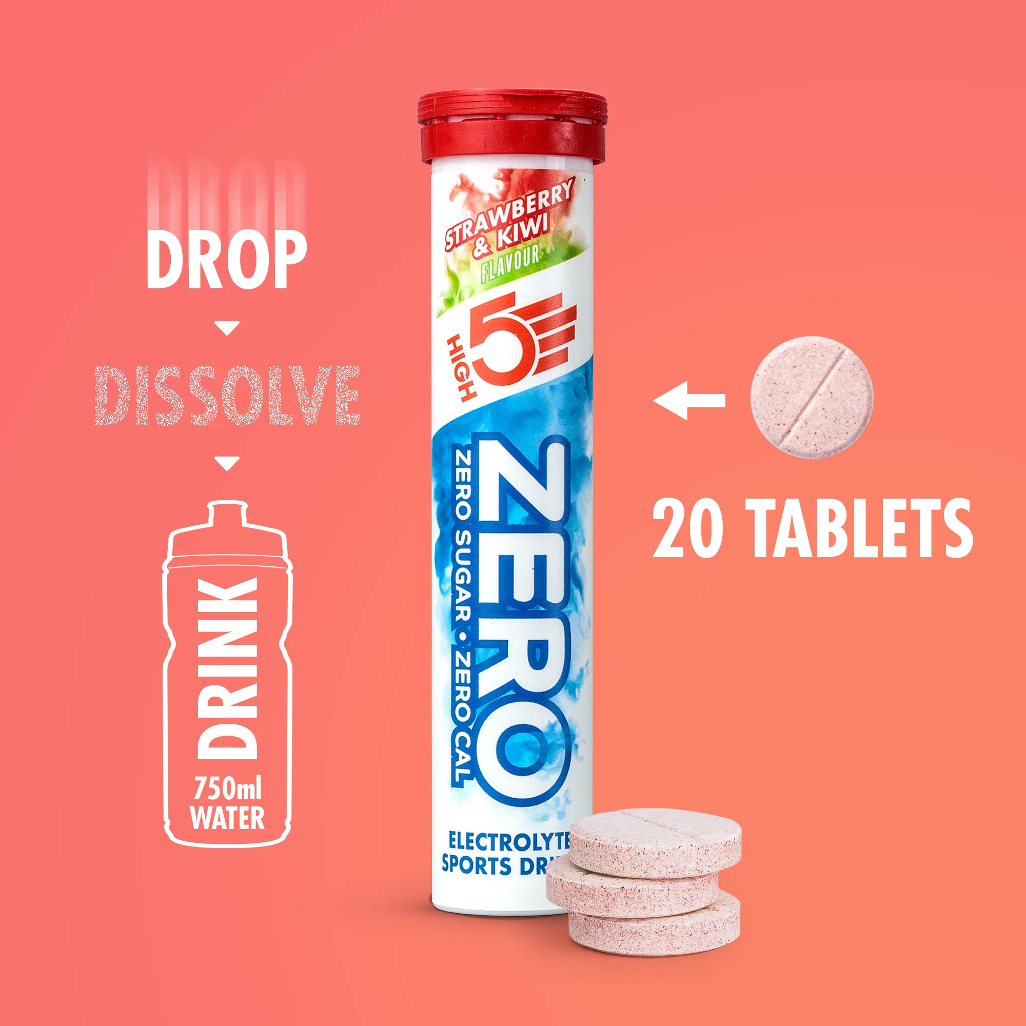 Elektrolitowe tabletki nawadniające High5 ZERO (x20) Truskawka Kiwi - Image 3