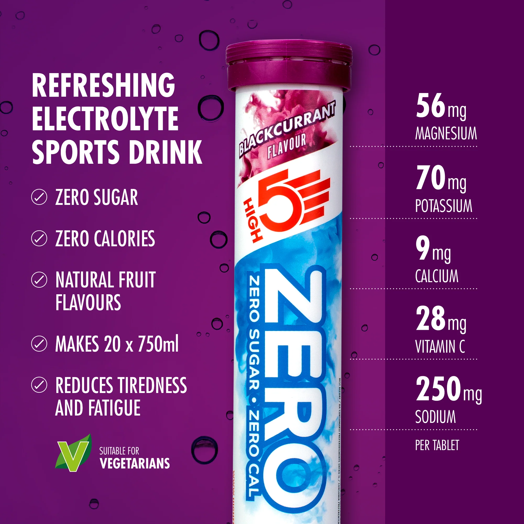 Elektrolitowe tabletki nawadniające High5 ZERO (x20) Czarna porzeczka - Image 2