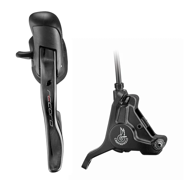 CAMPAGNOLO RECORD Płaskie mocowanie lewej dźwigni 160 mm i przedniego zacisku bez tarczy