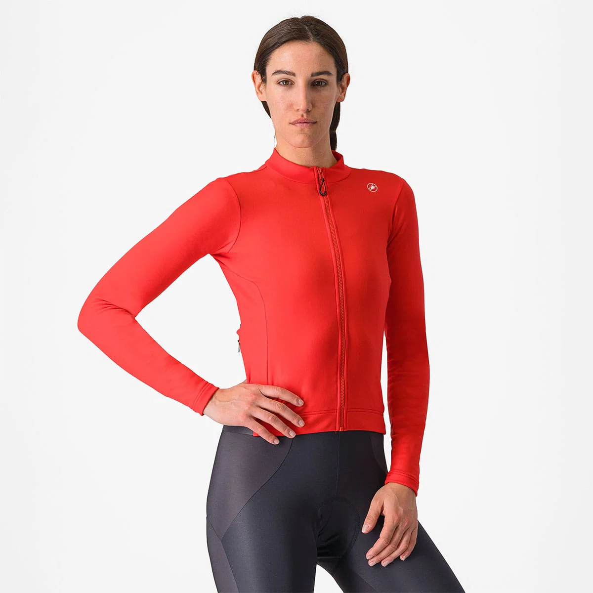 CASTELLI ESPRESSO THERMAL Damska koszulka z długim rękawem w kolorze hibiskusa