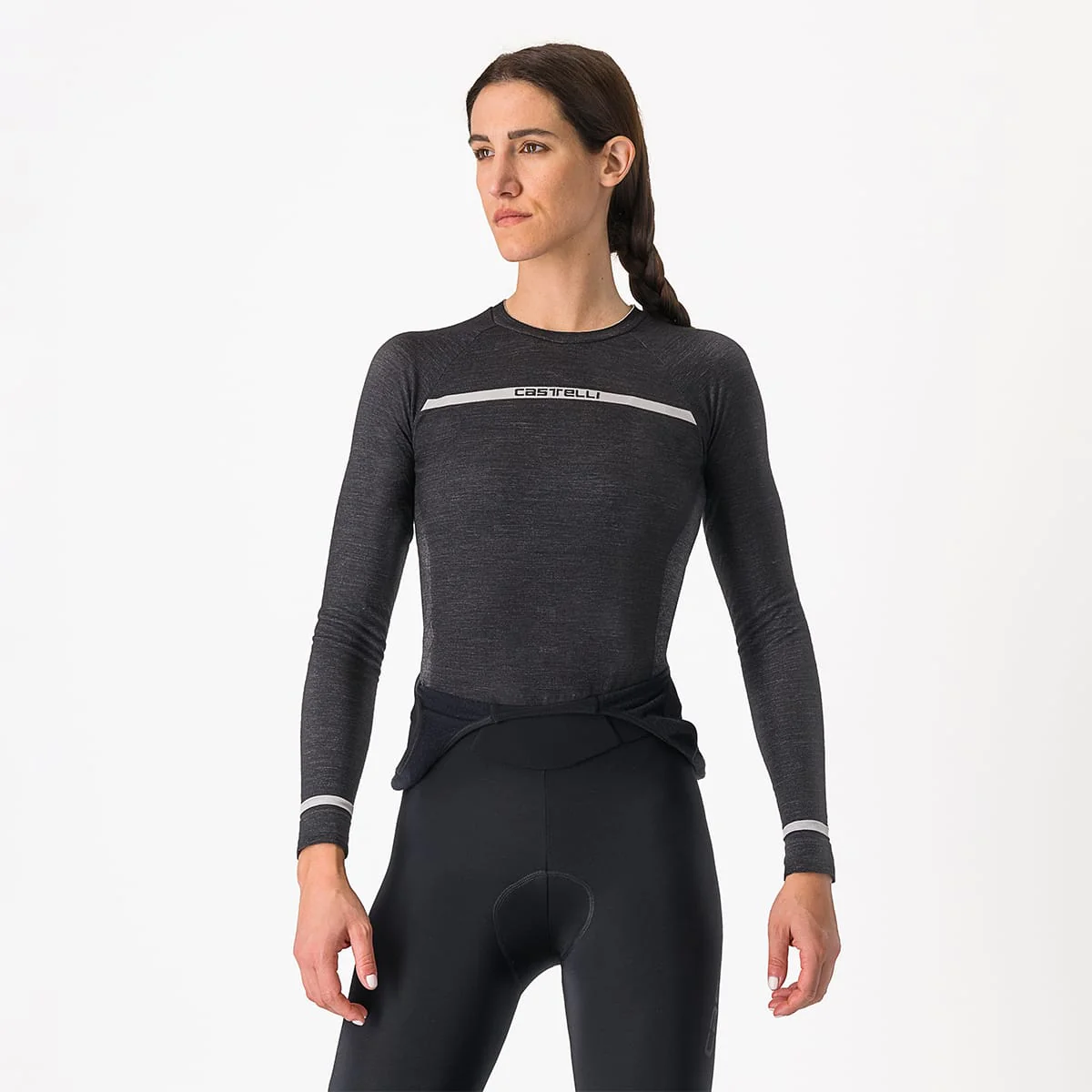 CASTELLI MERINO SEAMLESS Bielizna damska z długim rękawem czarny