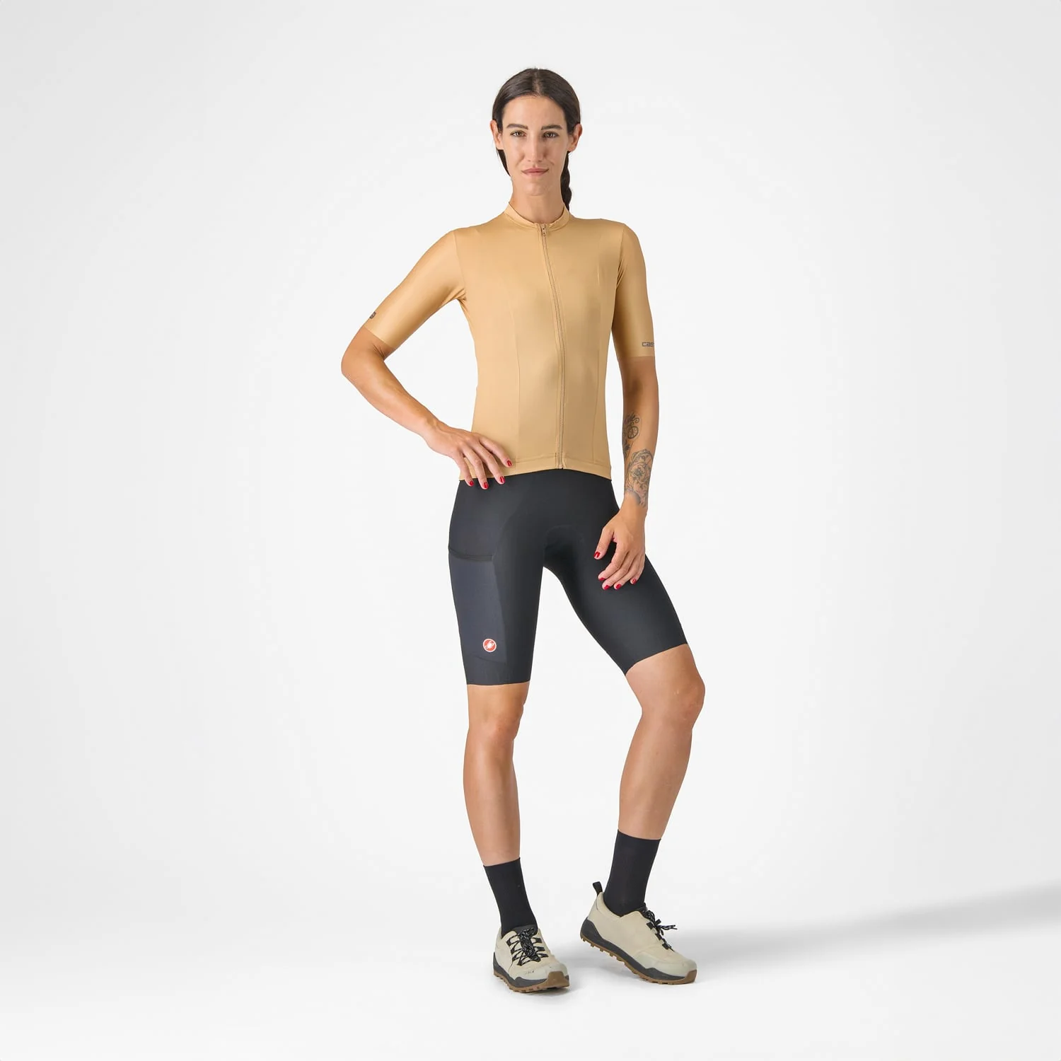 CASTELLI UNLIMITED Bluza damska z krótkim rękawem brązowa