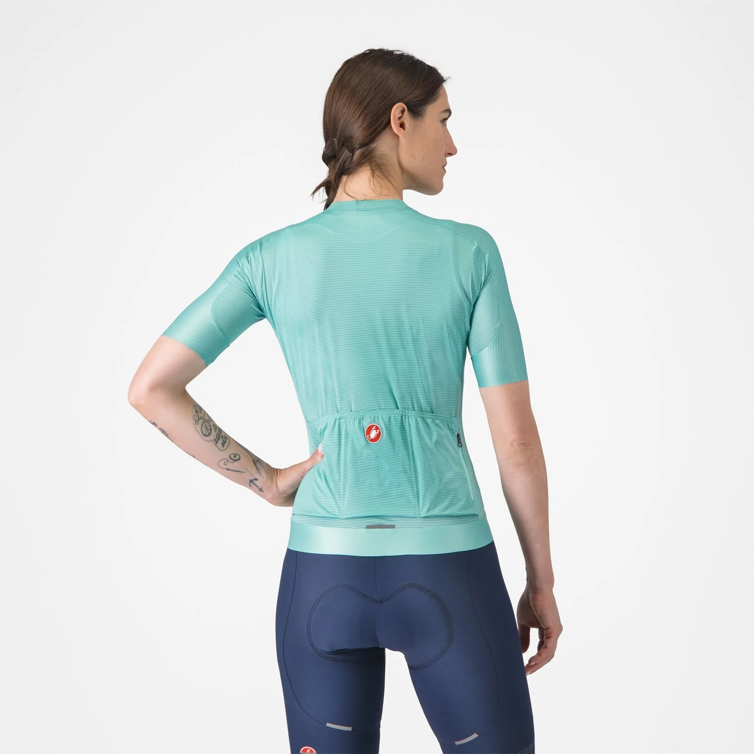 Damska koszulka z krótkim rękawem CASTELLI ESPRESSO Turquoise - Image 2