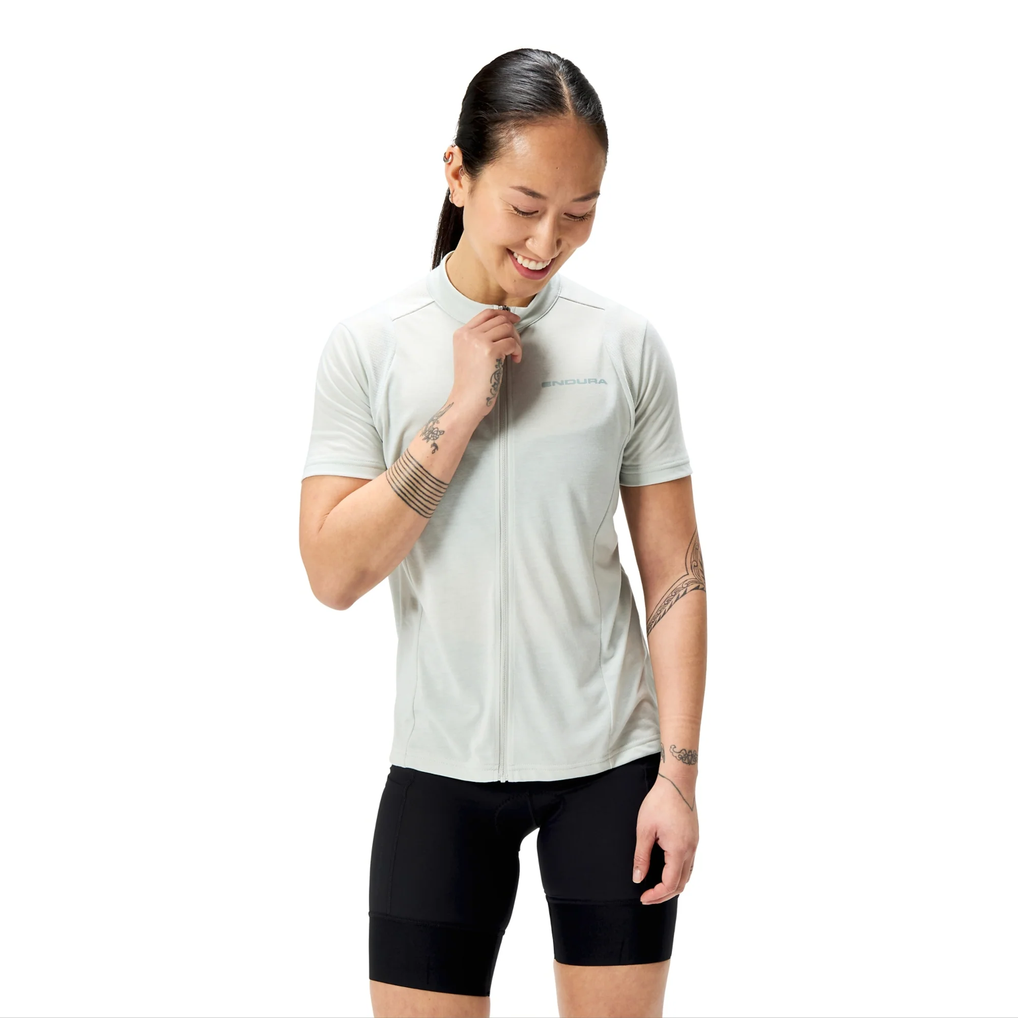 Damska koszulka z krótkim rękawem ENDURA LOOP ZIPPED Grey