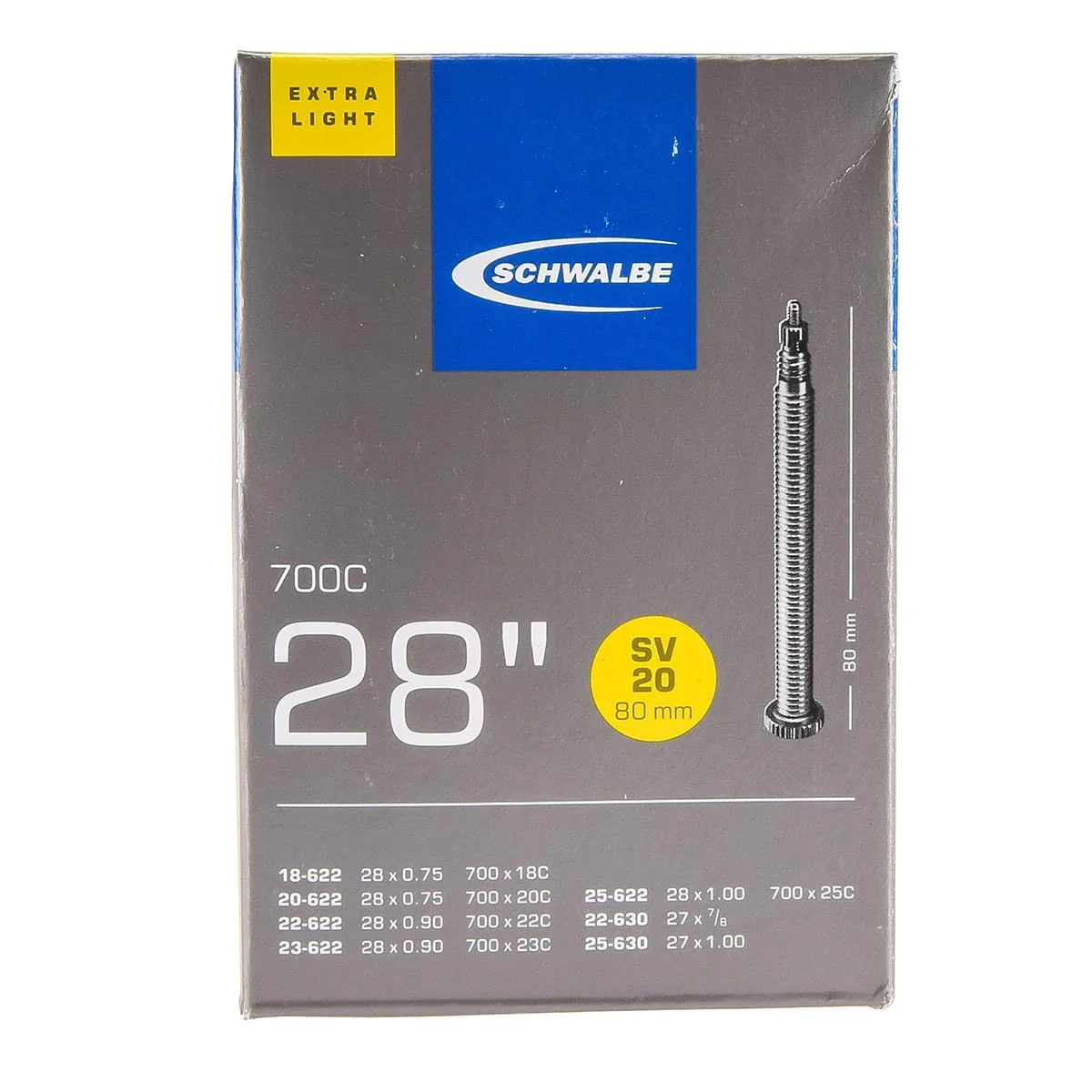 Dętka SCHWALBE EXTRALIGHT SV20 700x18/25c Presta