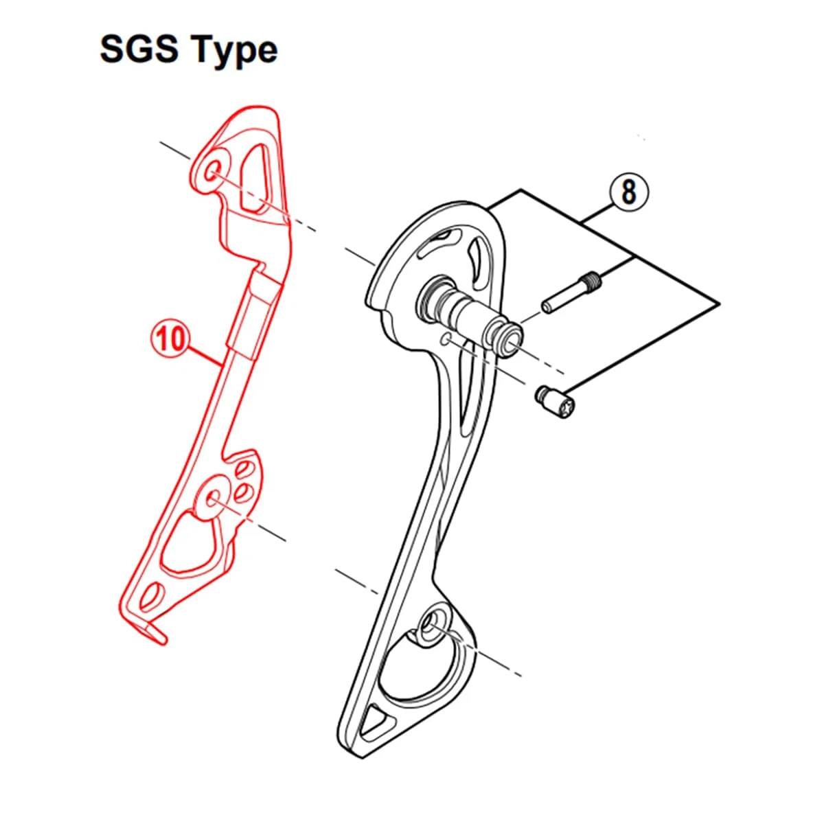Długi wewnętrzny koszyk przerzutki tylnej SHIMANO XT RD-M786-SGS