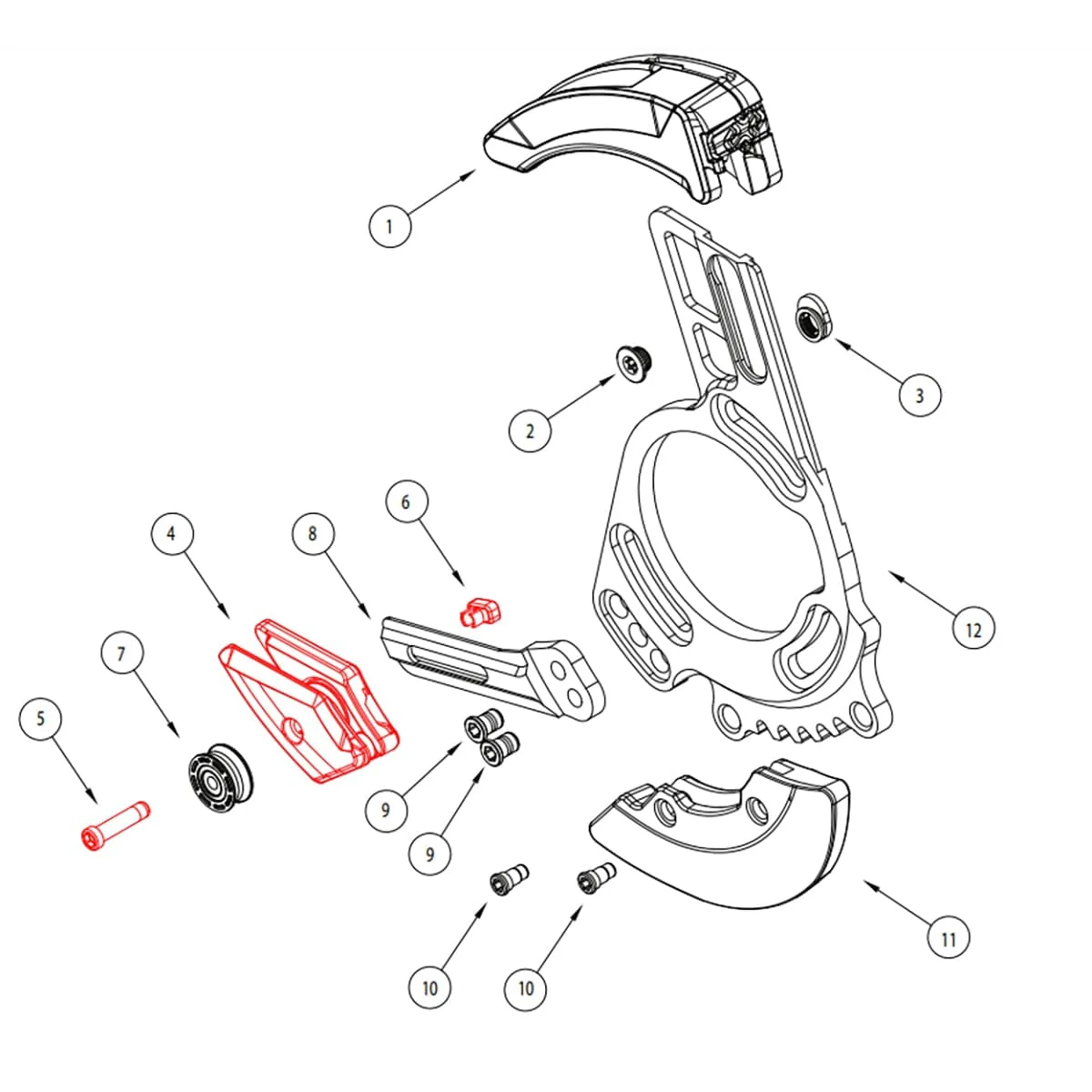 Dolna prowadnica łańcucha E-THIRTEEN LG1 Gen 2/LG1/LG1+/LG1 Race Chain Guide Black #CGS20.SLDR.LWR.K - Image 2