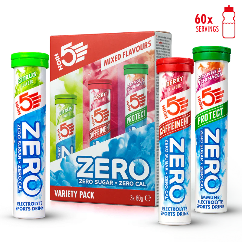 3x20 opakowań pastylek High5 ZERO VARIETY PACK Red Fruits Caffeine/Lemon/Orange - Image 2