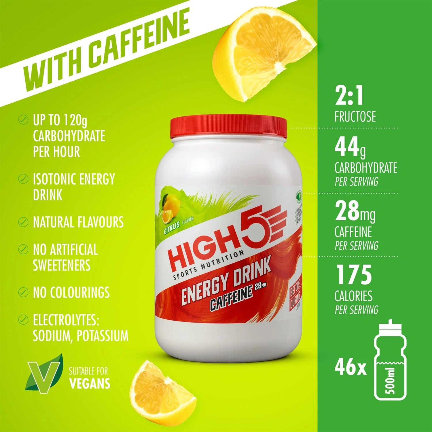 Energy Drink High5 ENERGY DRINK CAFFEINE (2,2kg) Lemon - Image 3