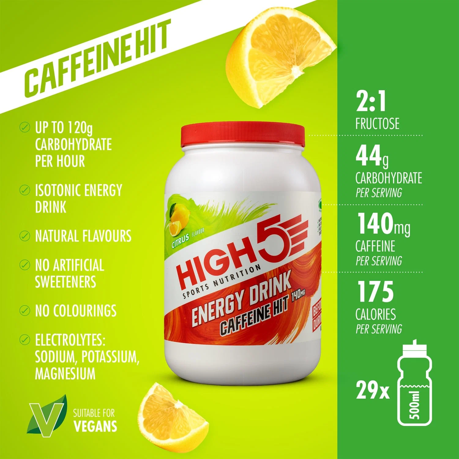 Energy Drink High5 ENERGY DRINK CAFFEINE HIT (1,4kg) Lemon - Image 2