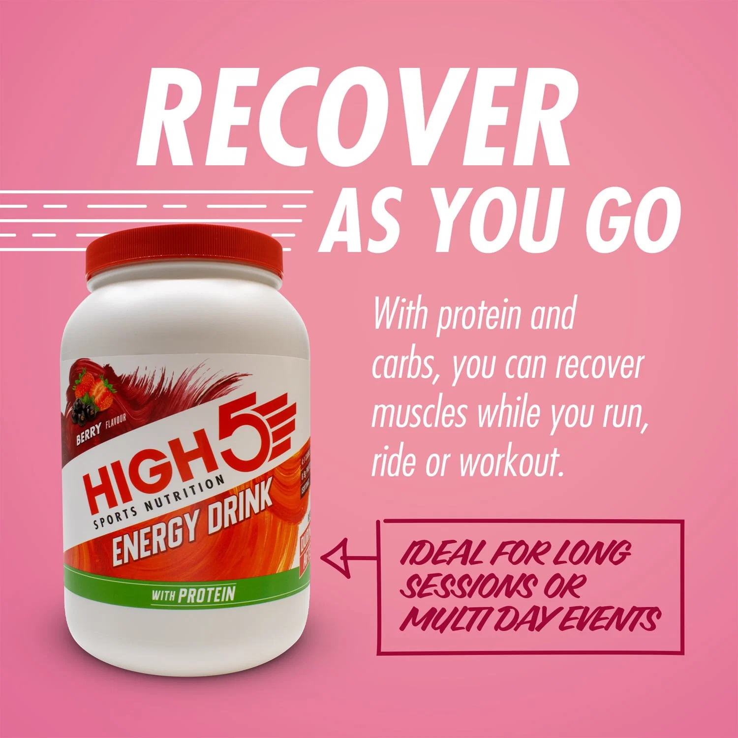 Energy Drink High5 ENERGY DRINK PROTEIN (1,6kg) Czerwone owoce - Image 3