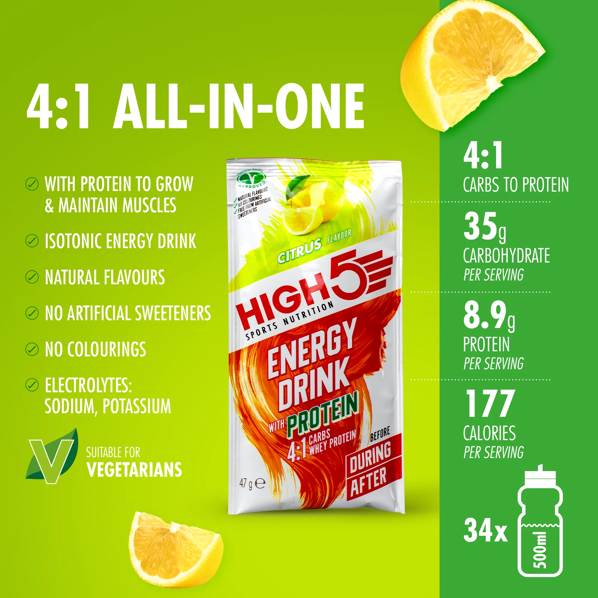 Energy Drink High5 ENERGY DRINK PROTEIN (47g) Lemon - Image 2