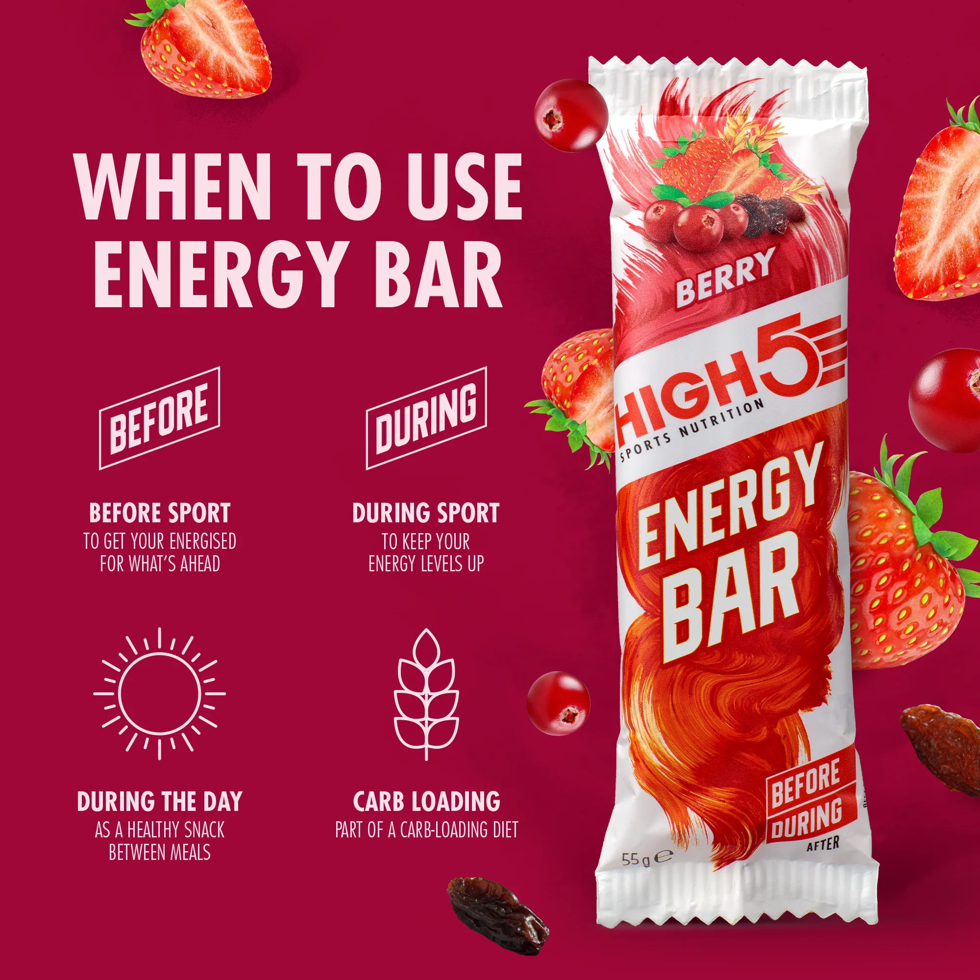 HIGH5 ENERGY BAR (55g) czerwone owoce - Image 3