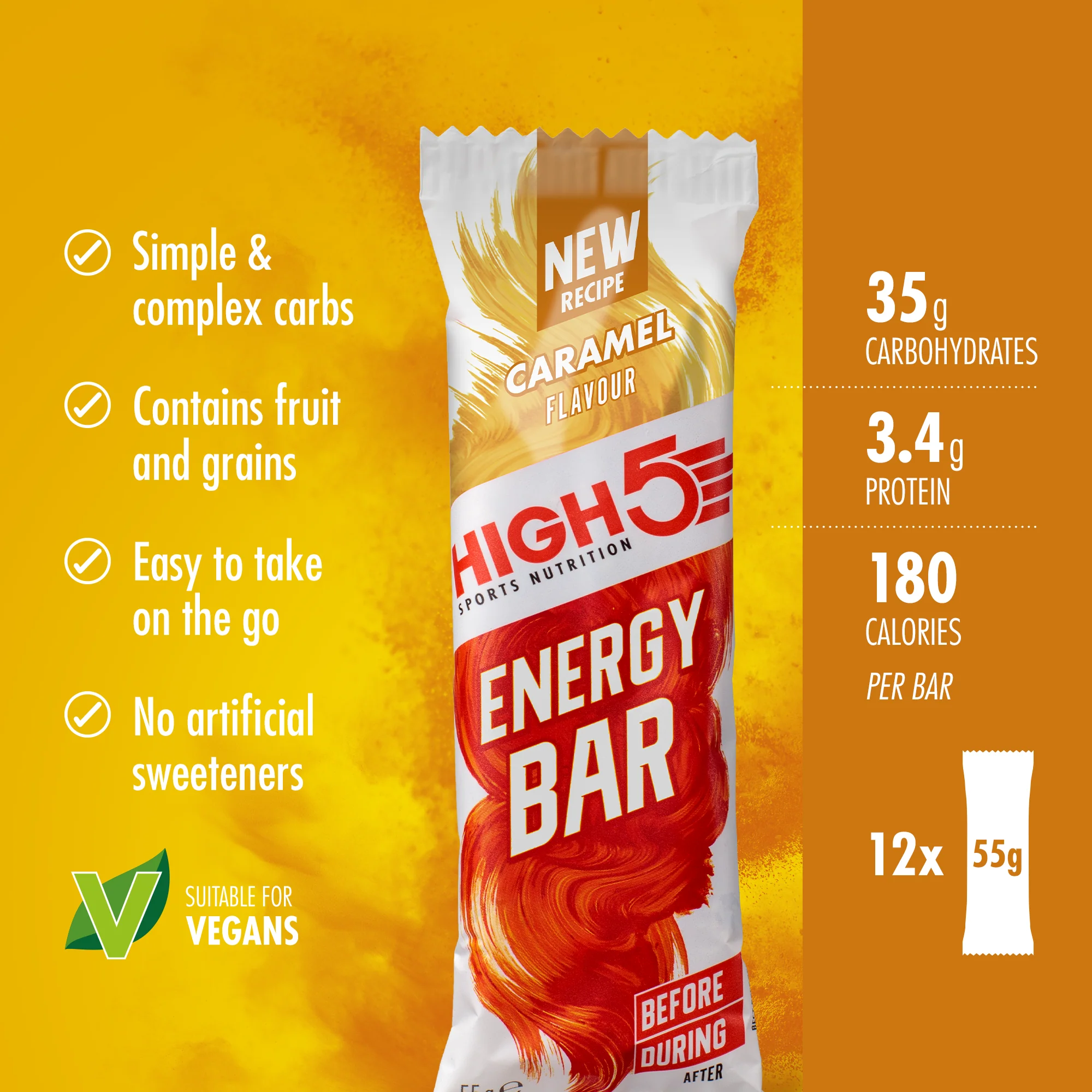 HIGH5 ENERGY BAR (55g) karmelowy - Image 2