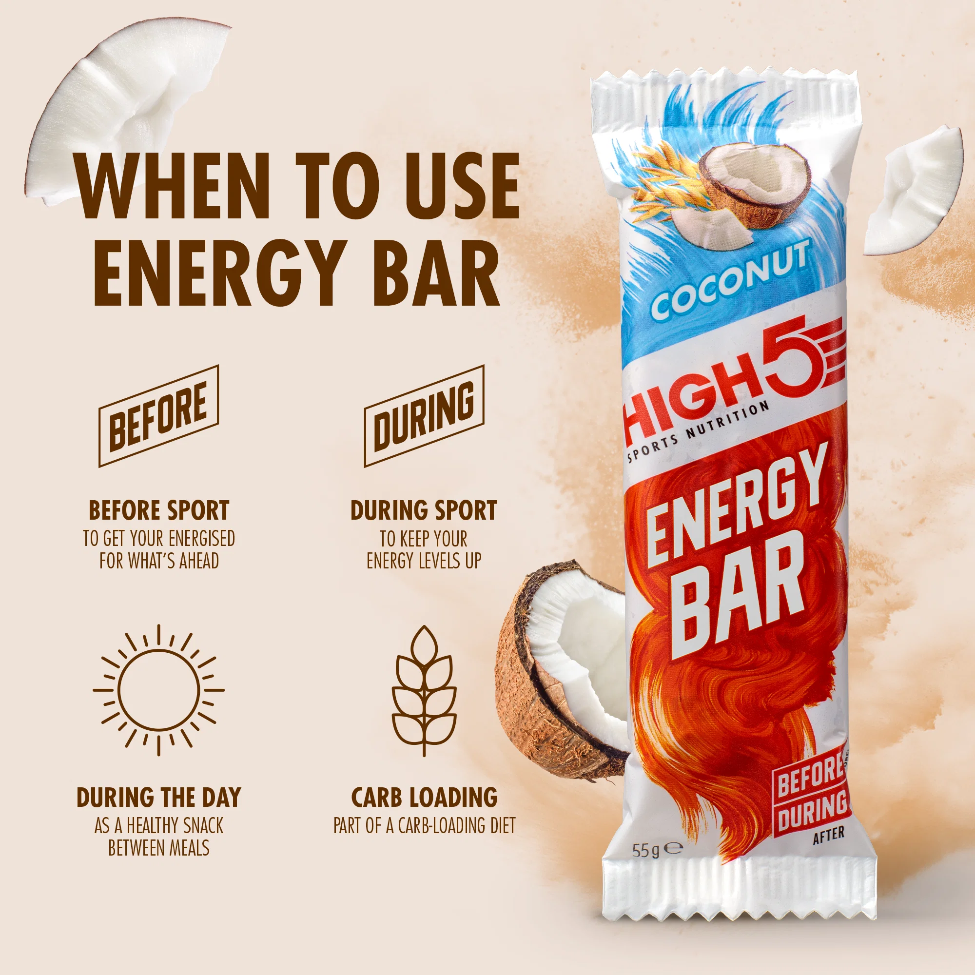 HIGH5 ENERGY BAR (55g) Kokosowy - Image 3