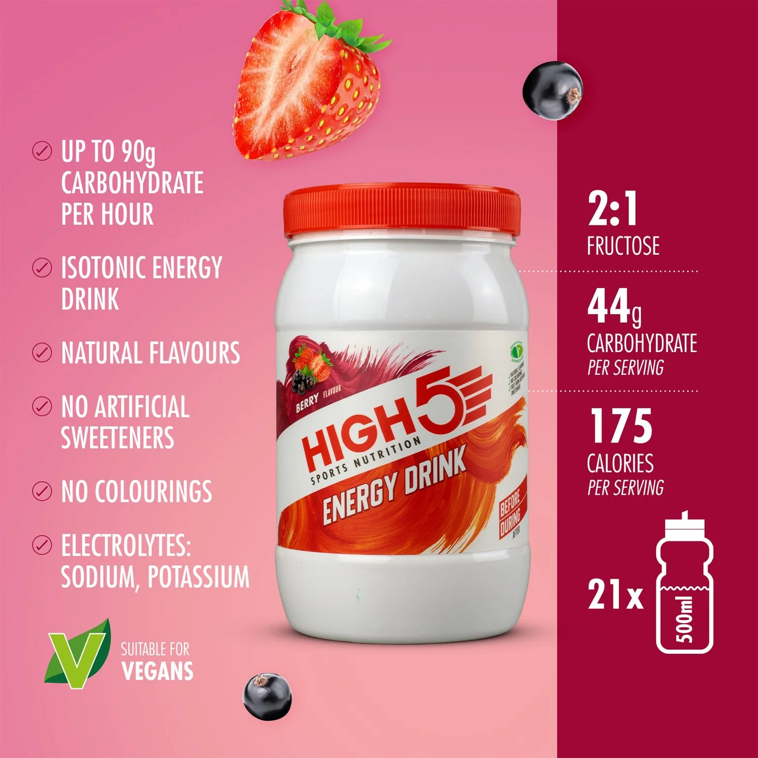 High5 ENERGY DRINK (1kg) czerwone owoce - Image 2