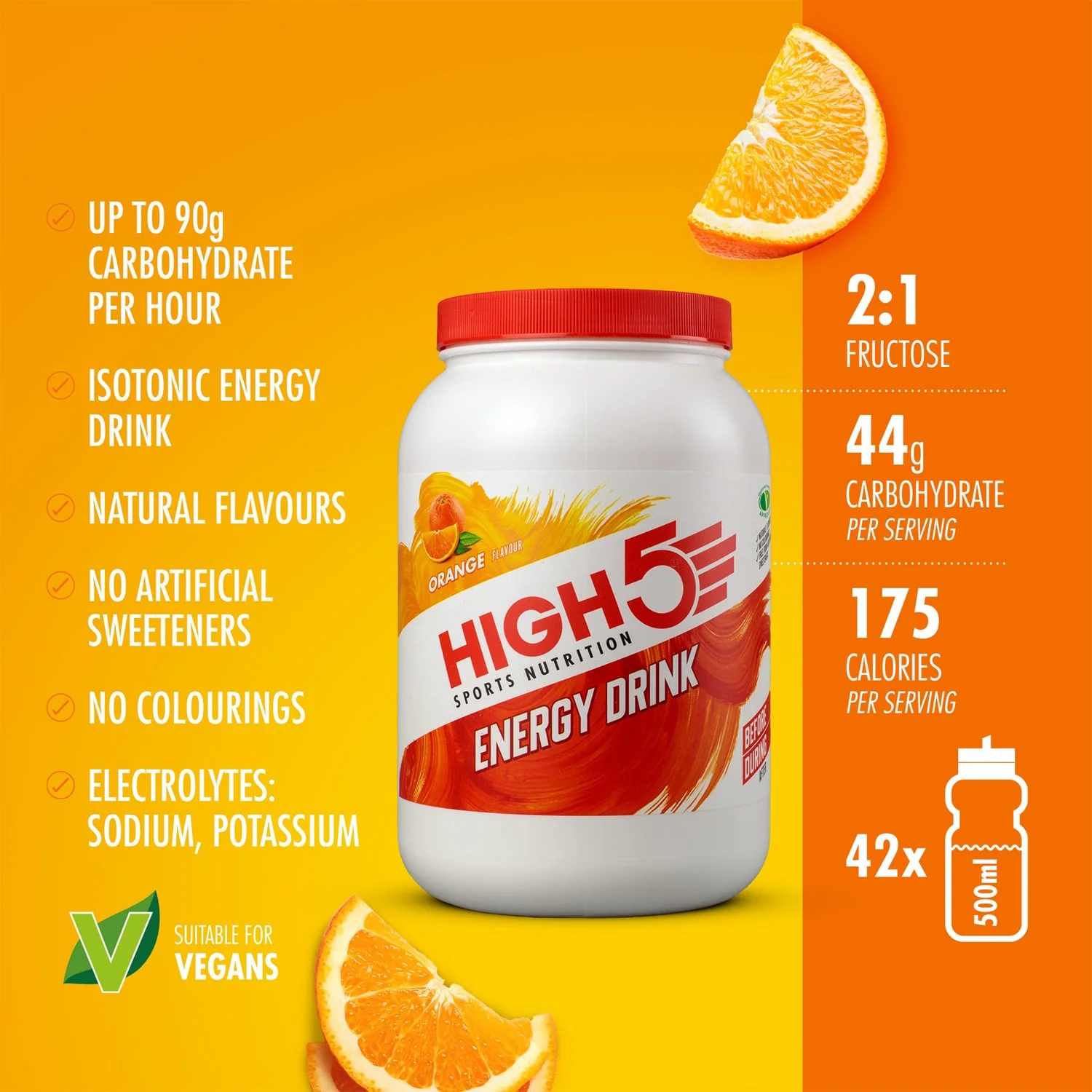 High5 ENERGY DRINK (2,2kg) Pomarańczowy - Image 2