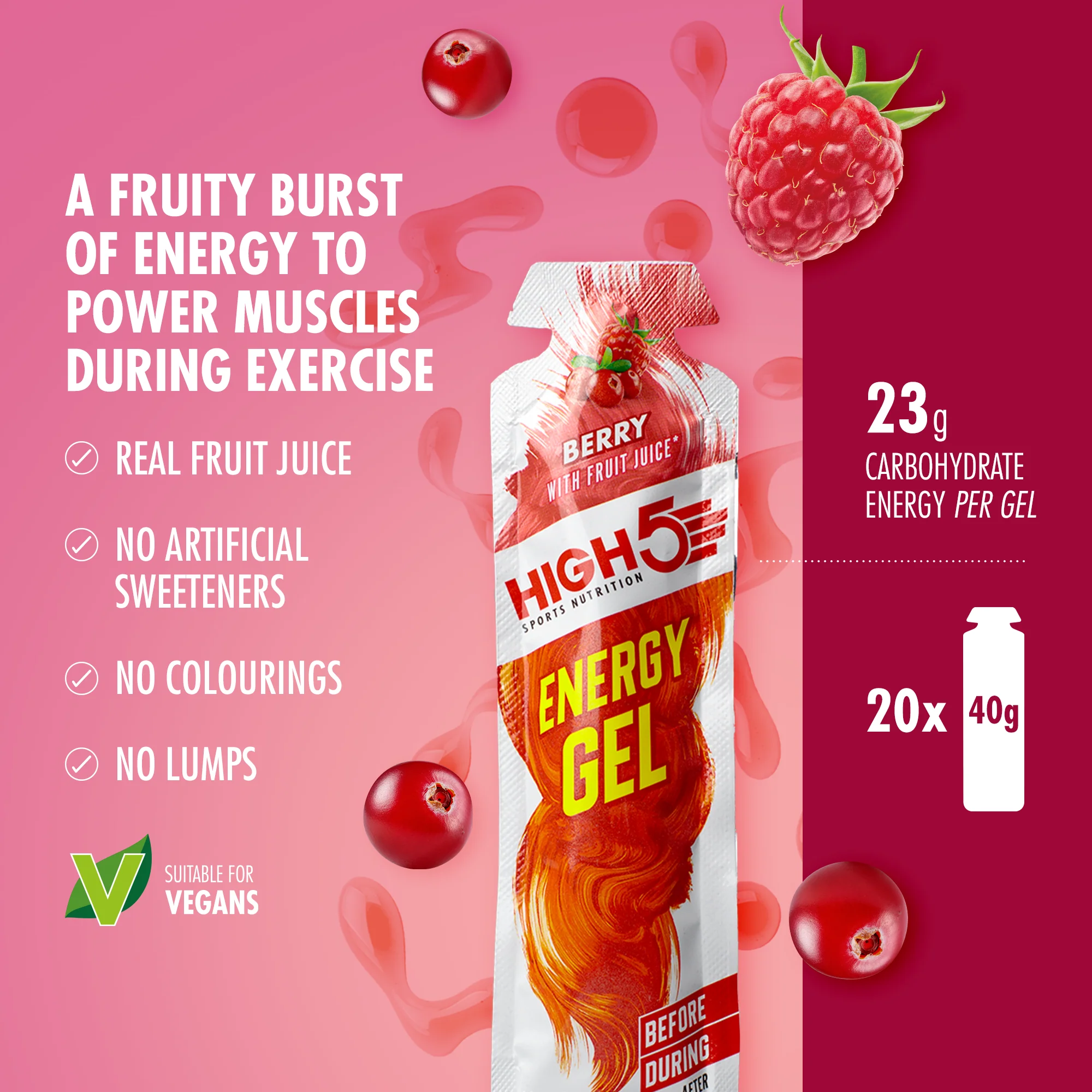HIGH5 ENERGY GEL (40g) Czerwone jagody - Image 2