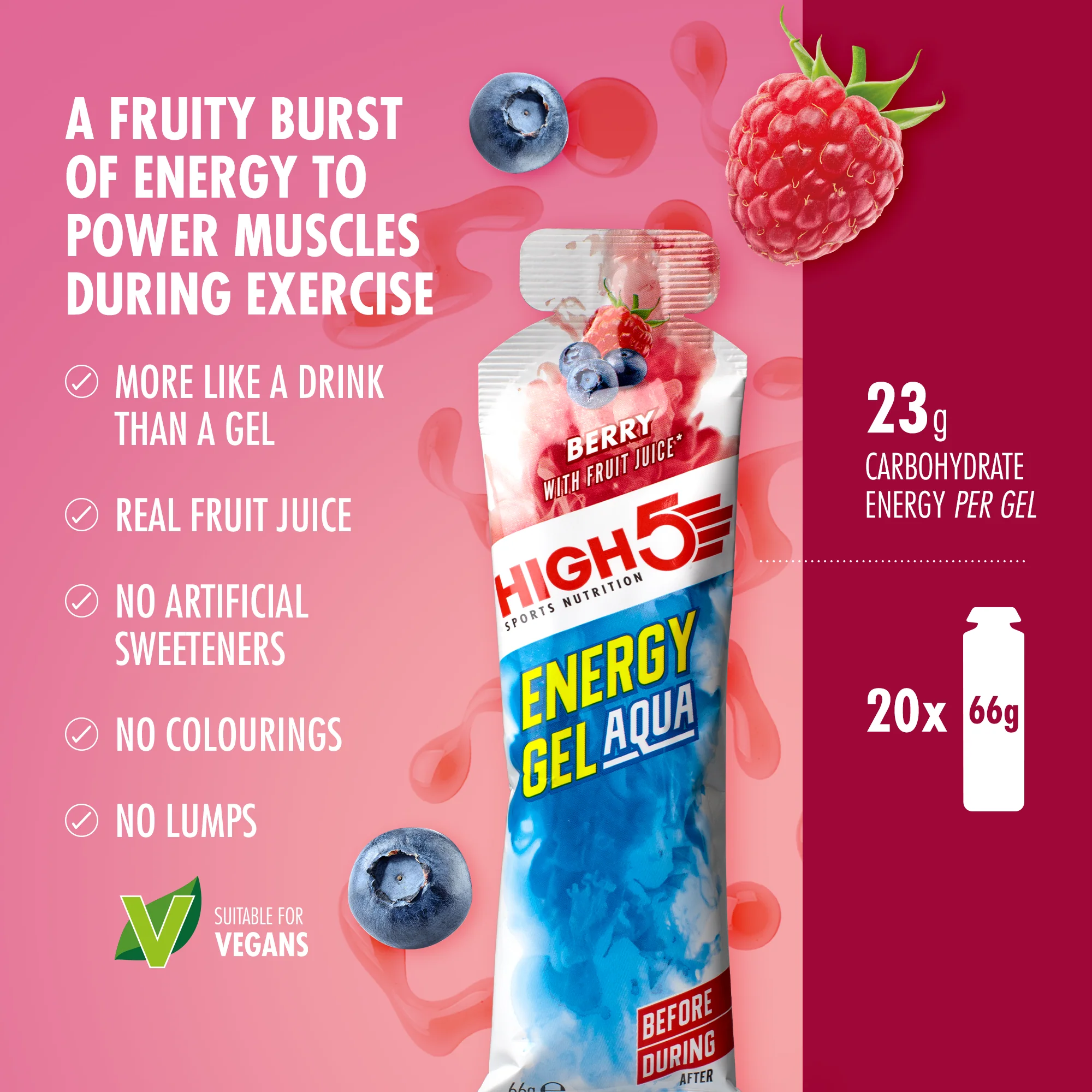 HIGH5 ENERGY GEL Aqua (66g) czerwone owoce - Image 2