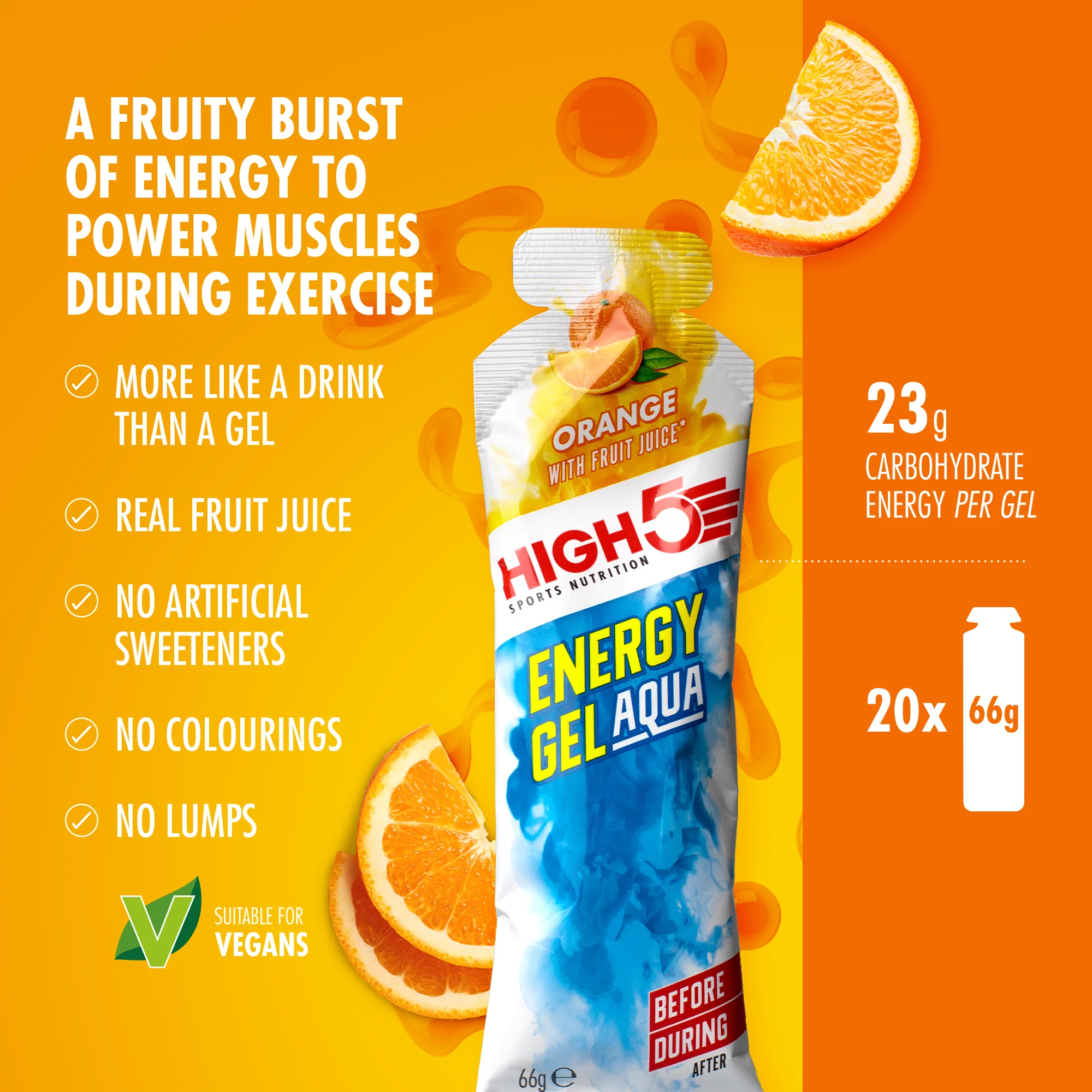 HIGH5 ENERGY GEL Aqua (66g) Orange - Image 2